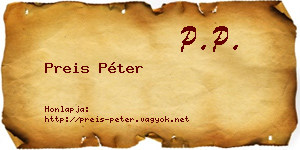 Preis Péter névjegykártya